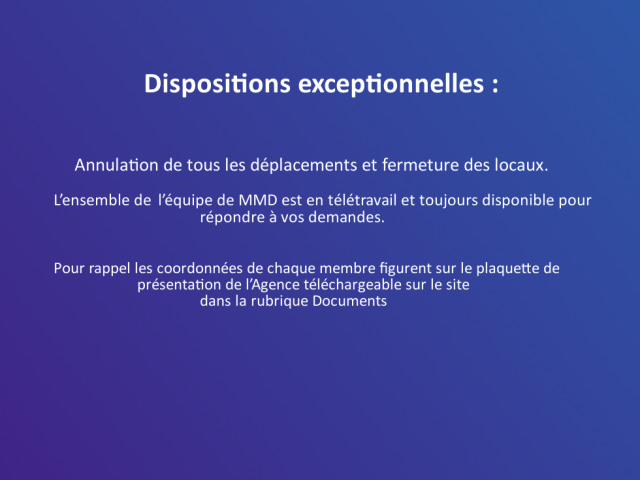 Dispositions exceptionnelles du 17/03/2020